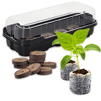 Swellpot germination kit with greenhouse