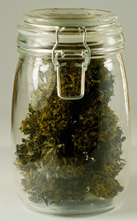 Glass Jar with Cannabis Buds