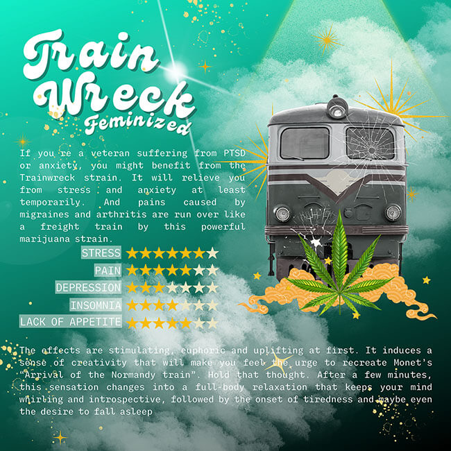 Flyer from the original feminized Trainwreck seeds